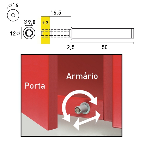 Fecho  de embutir com mola Tic-Tac magn�tico - NYLON